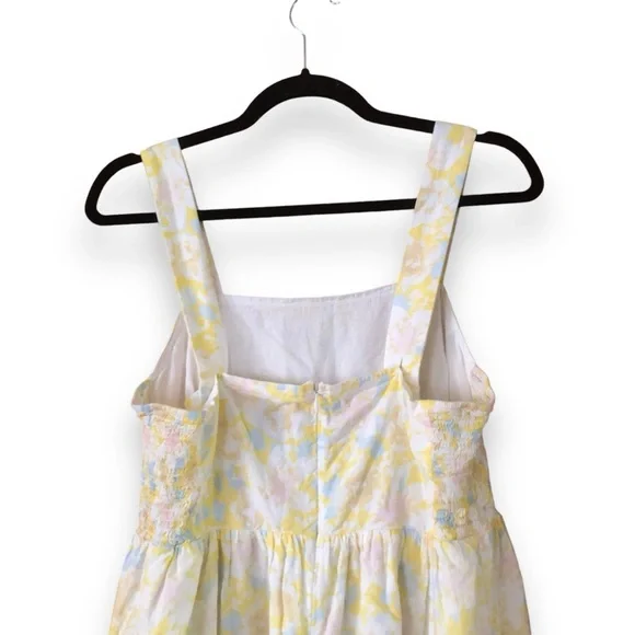 The Nines by HATCH Maternity Yellow Floral Square Neck Midi Sundress Size Medium - Picture 4 of 9